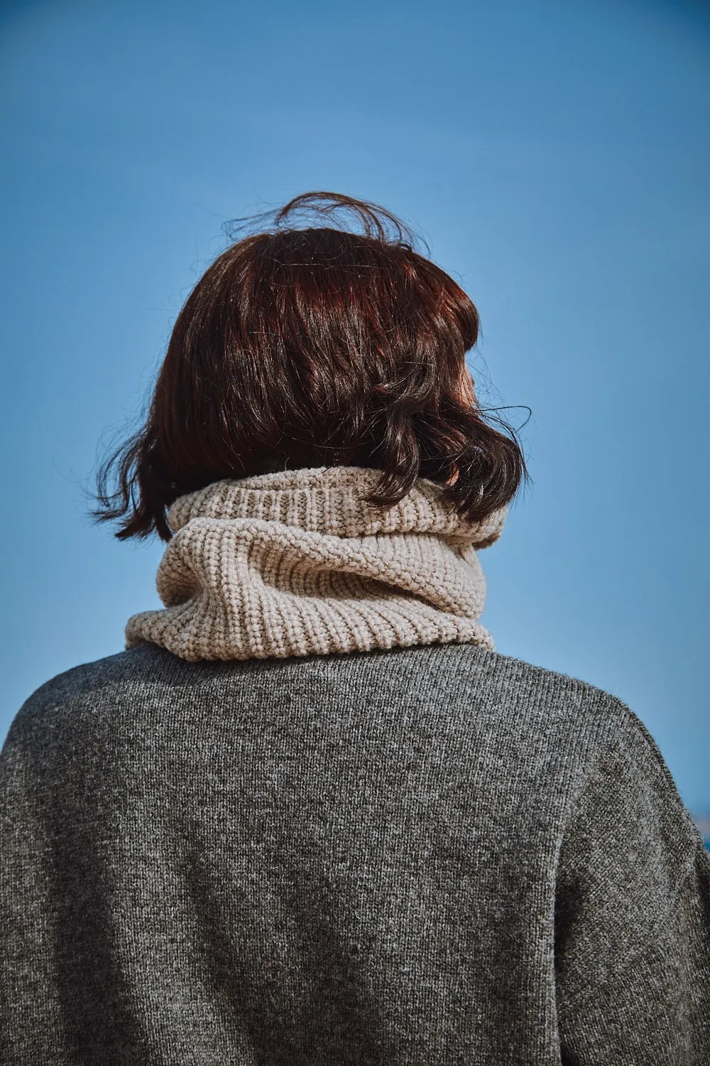 AMANDINE Neckwarmer Scarf in Merino Wool - Beige