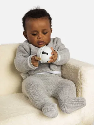 Baby Boy Luis Collection 3-piece  Knitted Set with Pom-poms-Grey