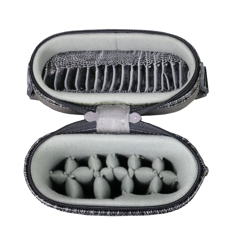 Castillo Grey Leather with Grey Ostrich Leg Accent 4x7 Hard Leather Pool Cue Case - CLG47GYGYOS