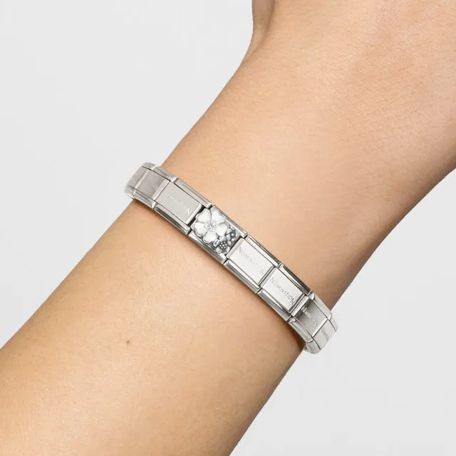 Composable Classic Flowers With CZ Link - Silver - 330325/01