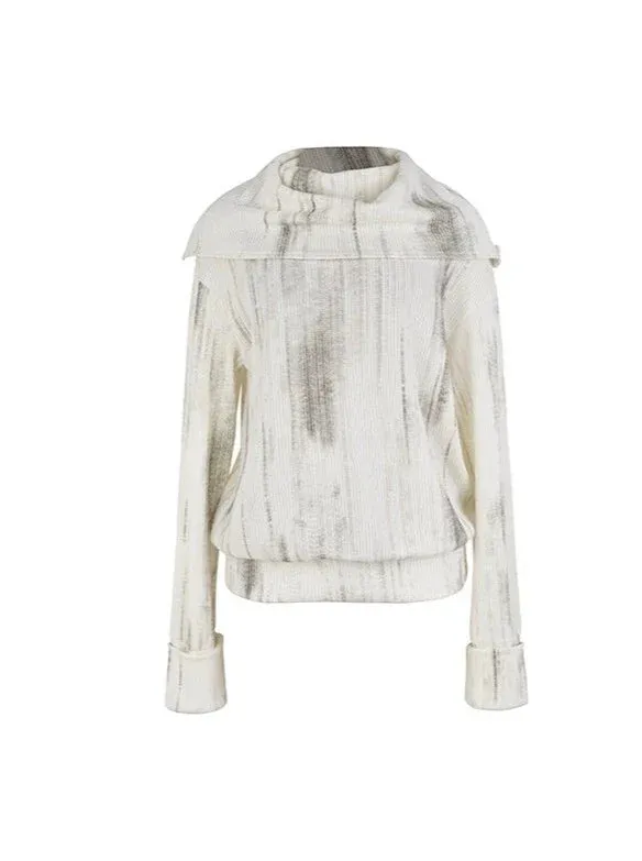 Dark Top Print Turtleneck Marble