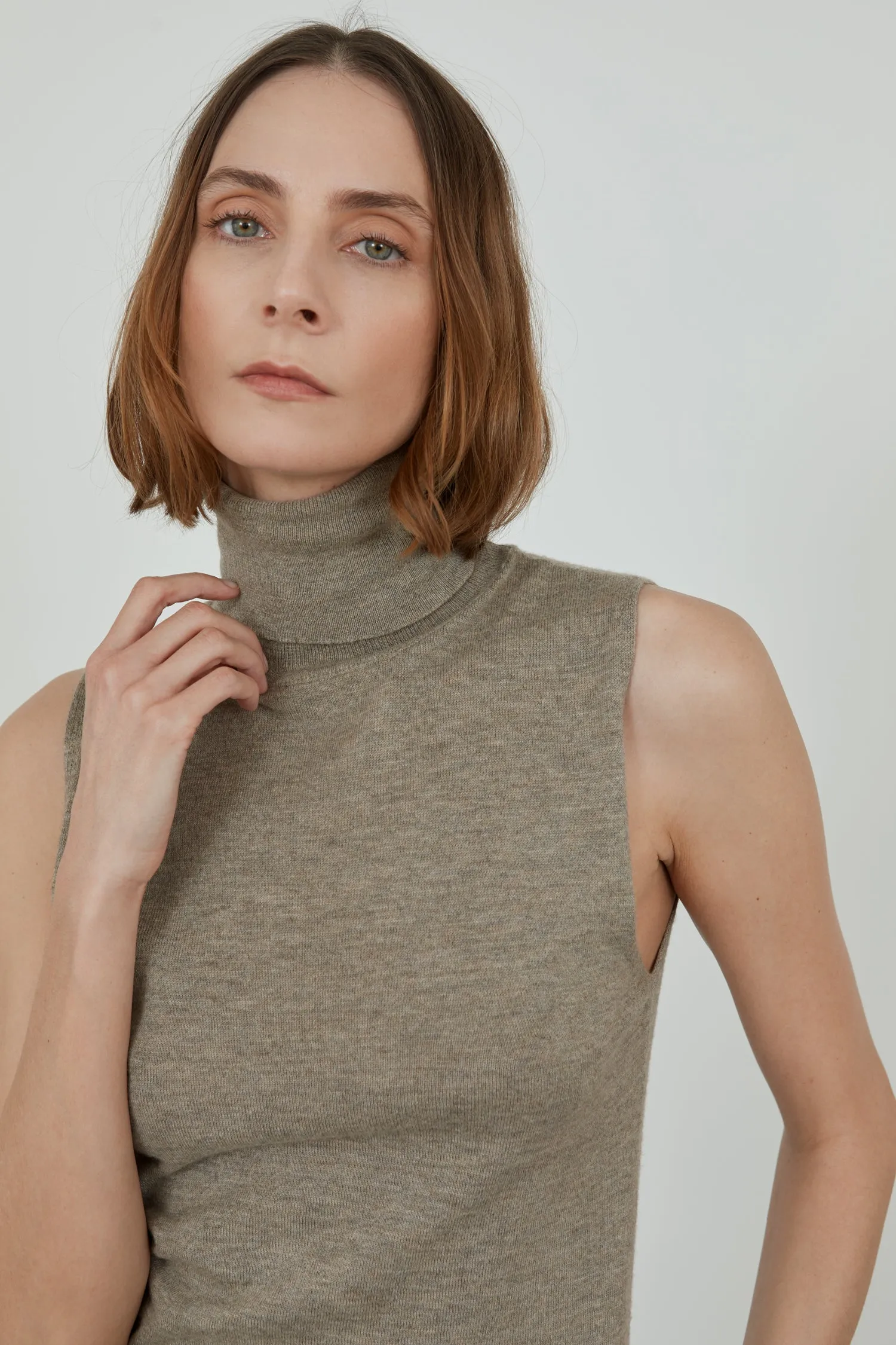 Deborah knitted top | Biscuit - Ultrafine merino-cashmere-silk blend