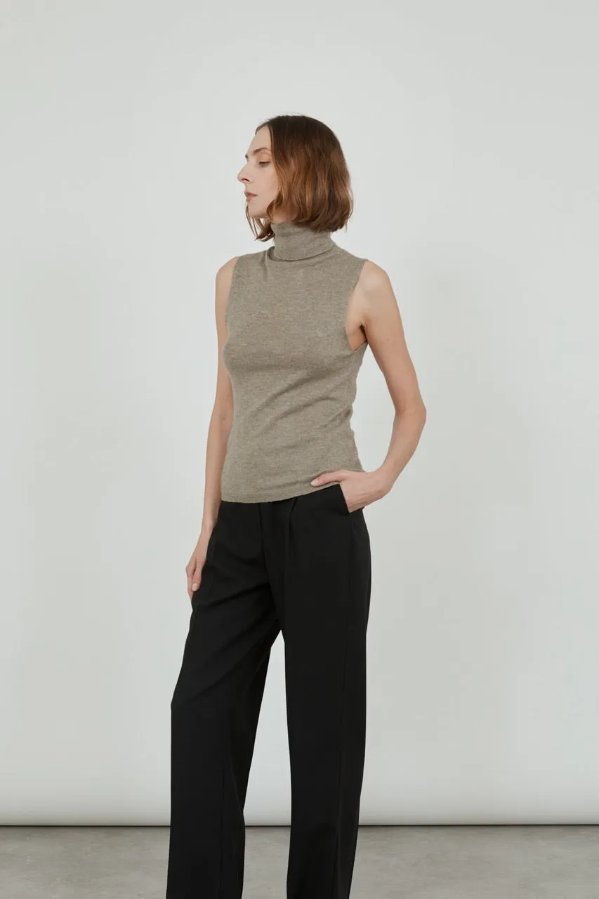 Deborah knitted top | Biscuit - Ultrafine merino-cashmere-silk blend