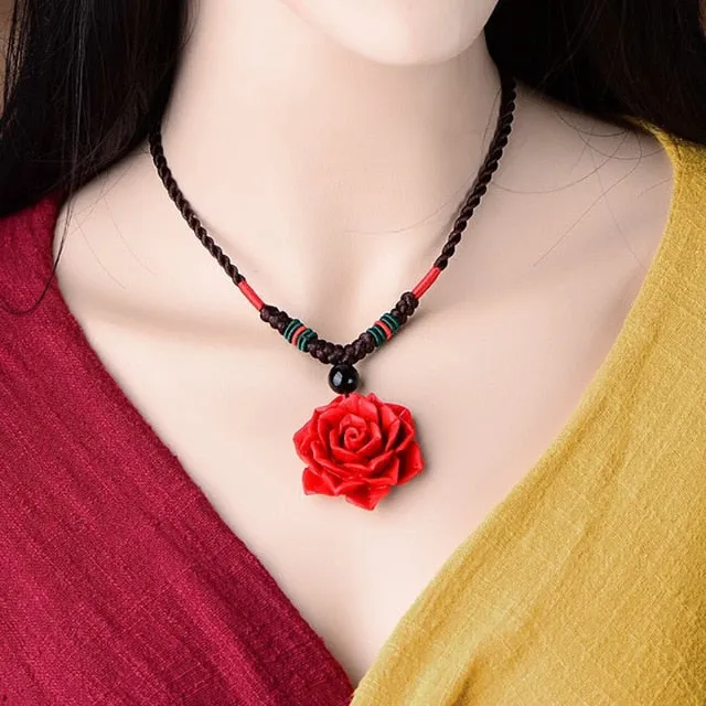 Ethnic Pendant Necklace Charm Crystals Long Necklace