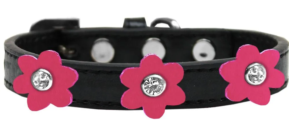 Flower Premium Collar Black With Pink Flowers Size 20