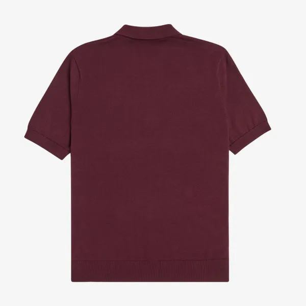 Fred Perry Abstract Argyle Knitted Shirt - Mahogany