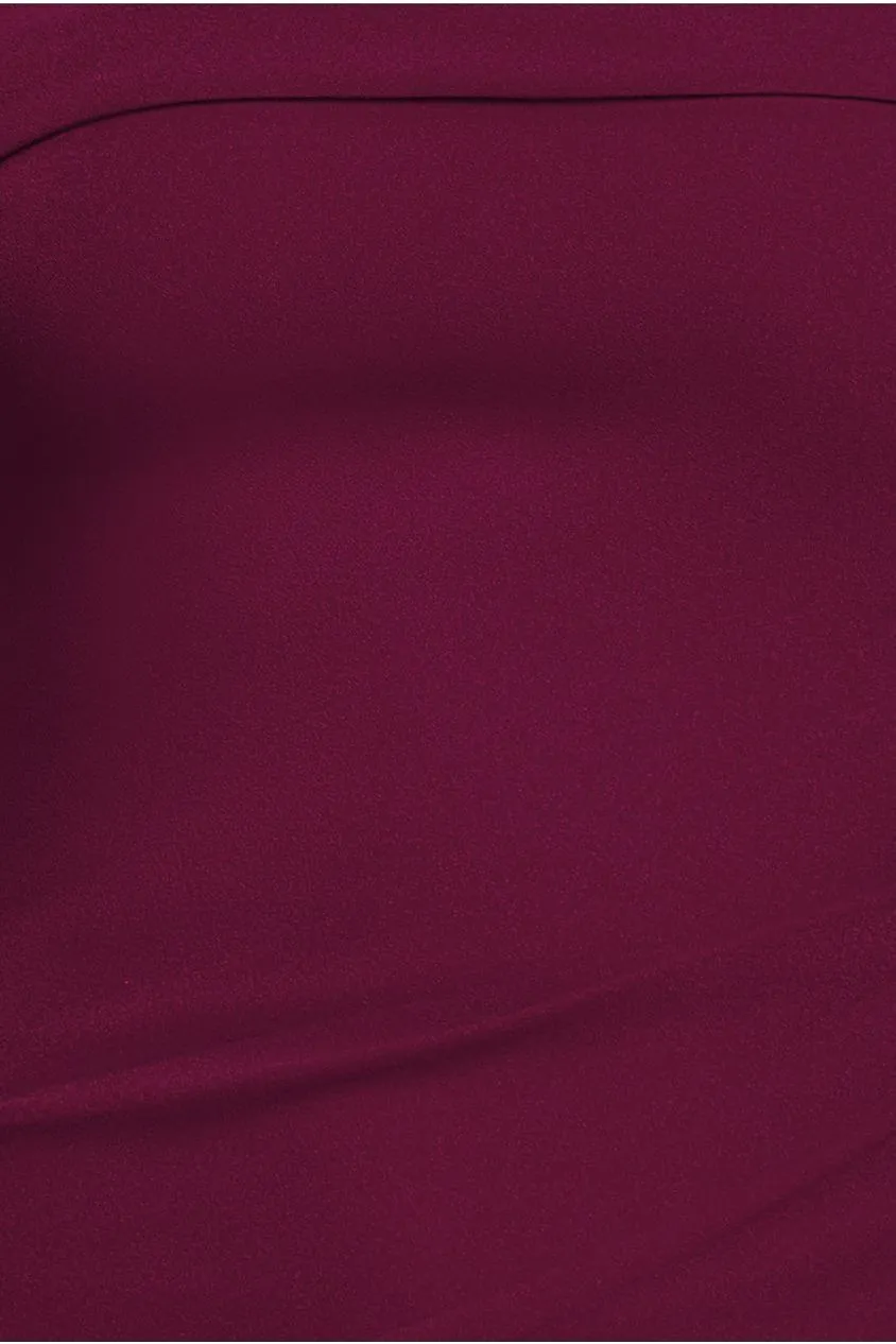 Goddiva Off The Shoulder Pleated Waist Maxi Dress - Berry