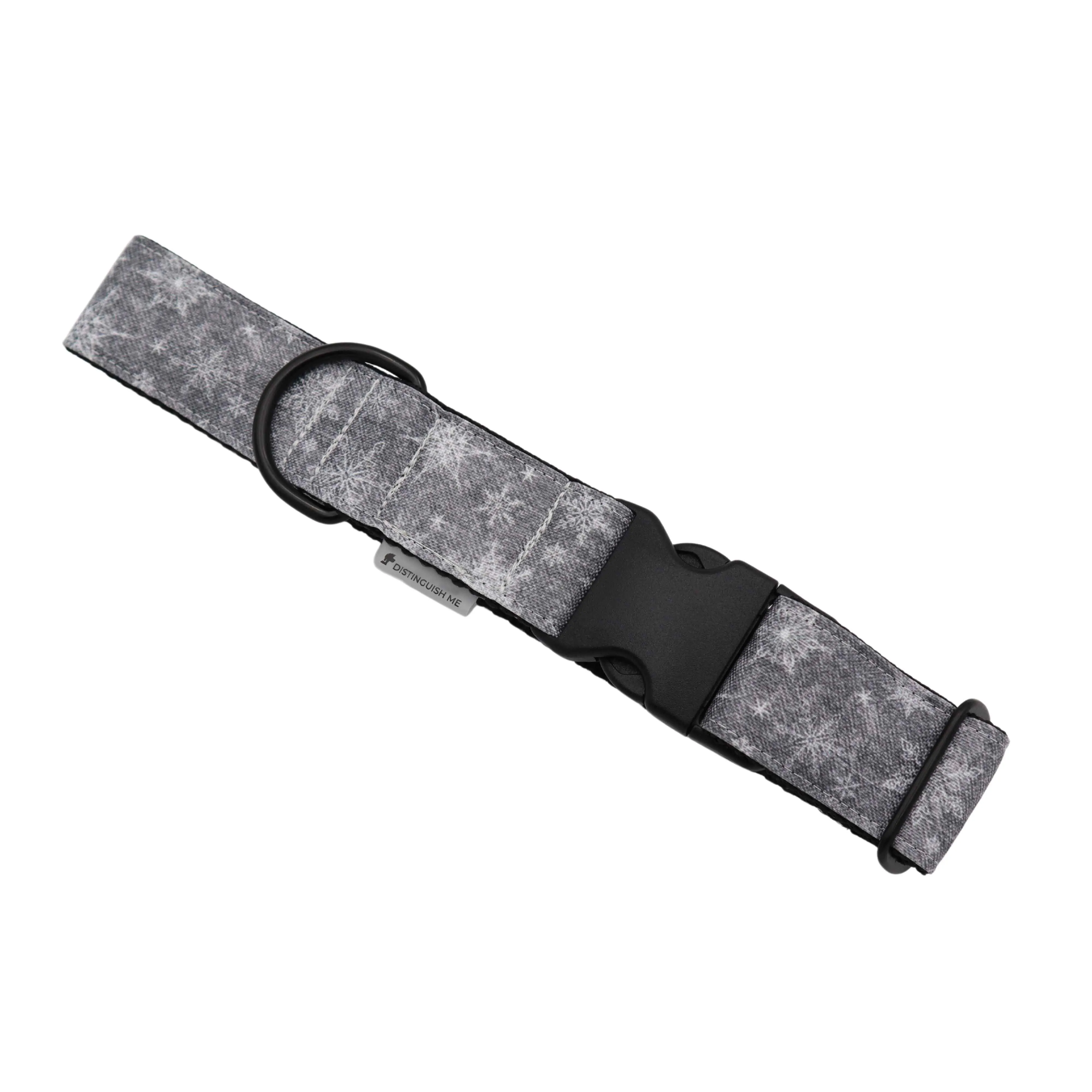 Handmade Dog Collar | Ash Black Snowflakes | Width: 15-20-25-30-40-50 mm