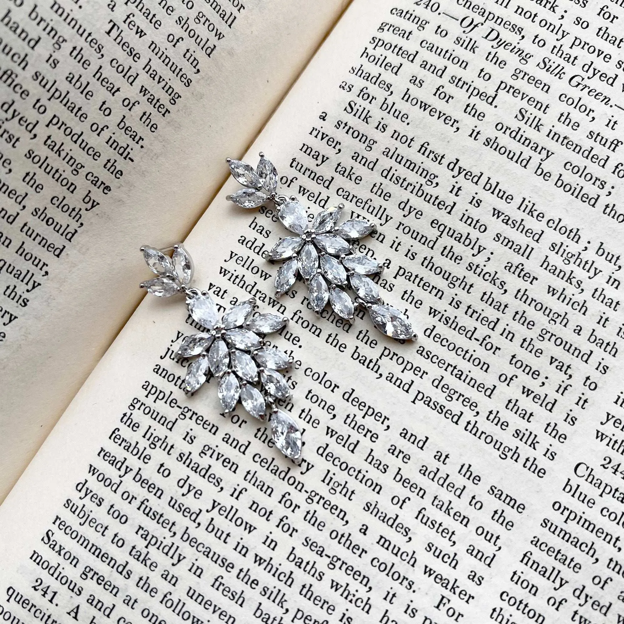 Inga, Silver Sparkling Crystal Earrings
