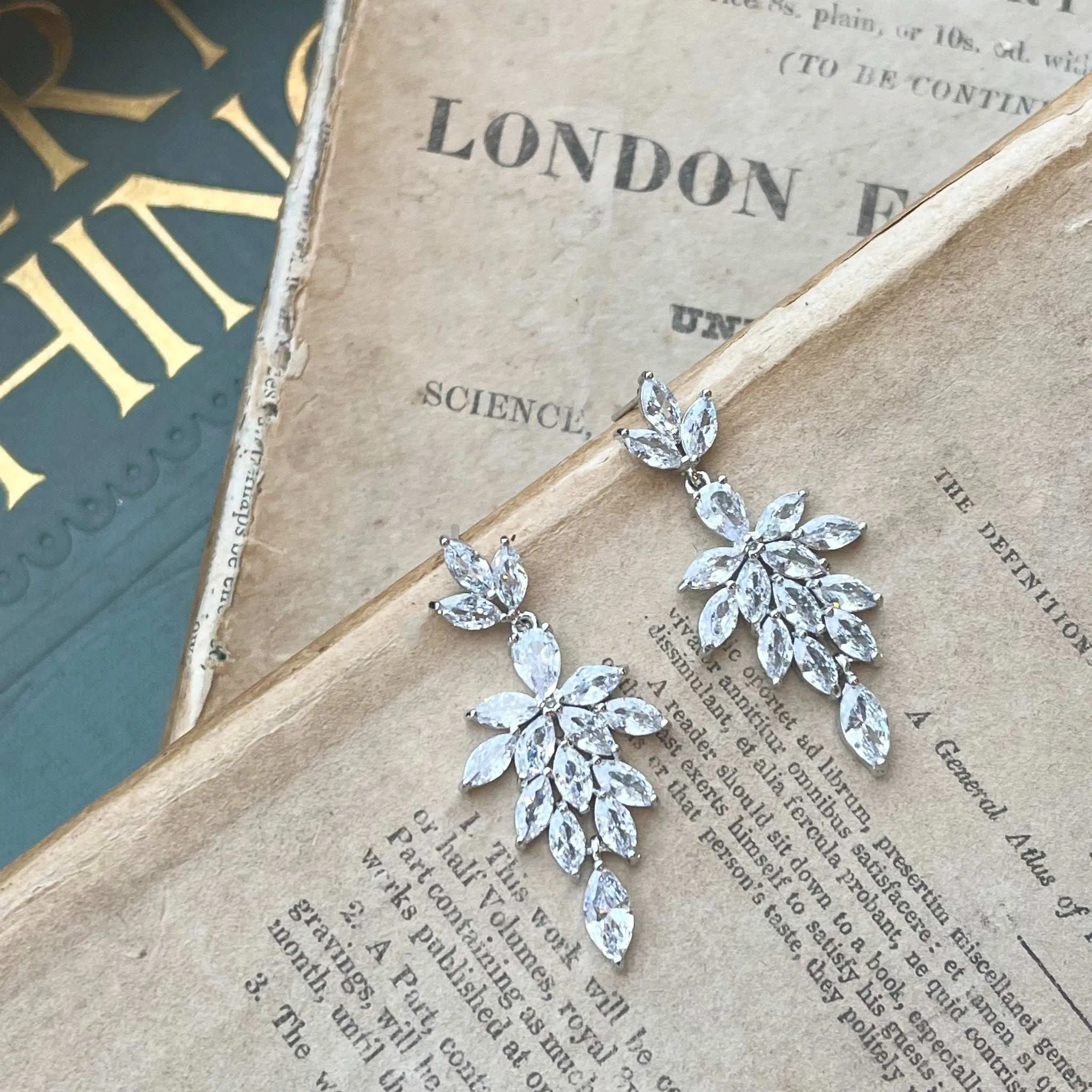 Inga, Silver Sparkling Crystal Earrings