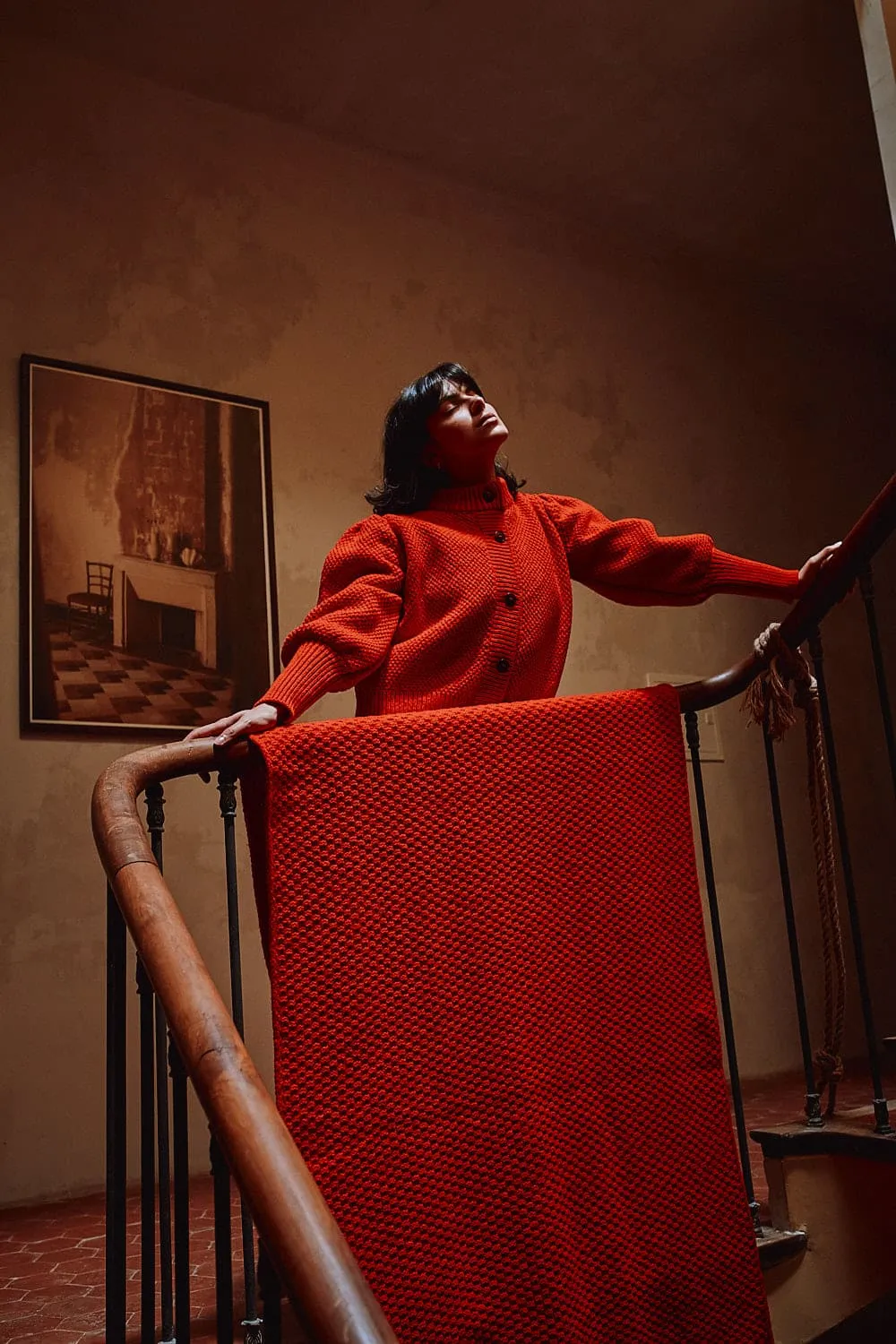 ISABELLE Sofa Throw Blanket in Merino Wool - Red