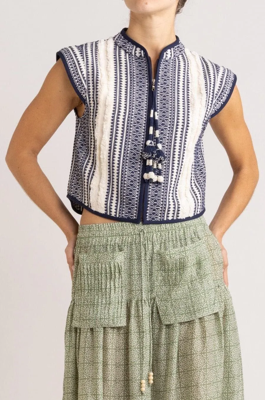 Kara Stripe Cotton Twill Vest