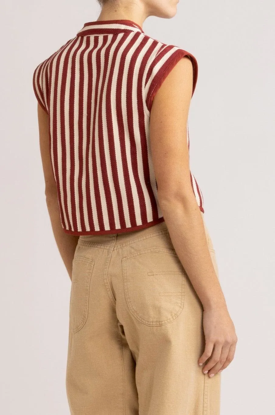 Kara Stripe Cotton Twill Vest
