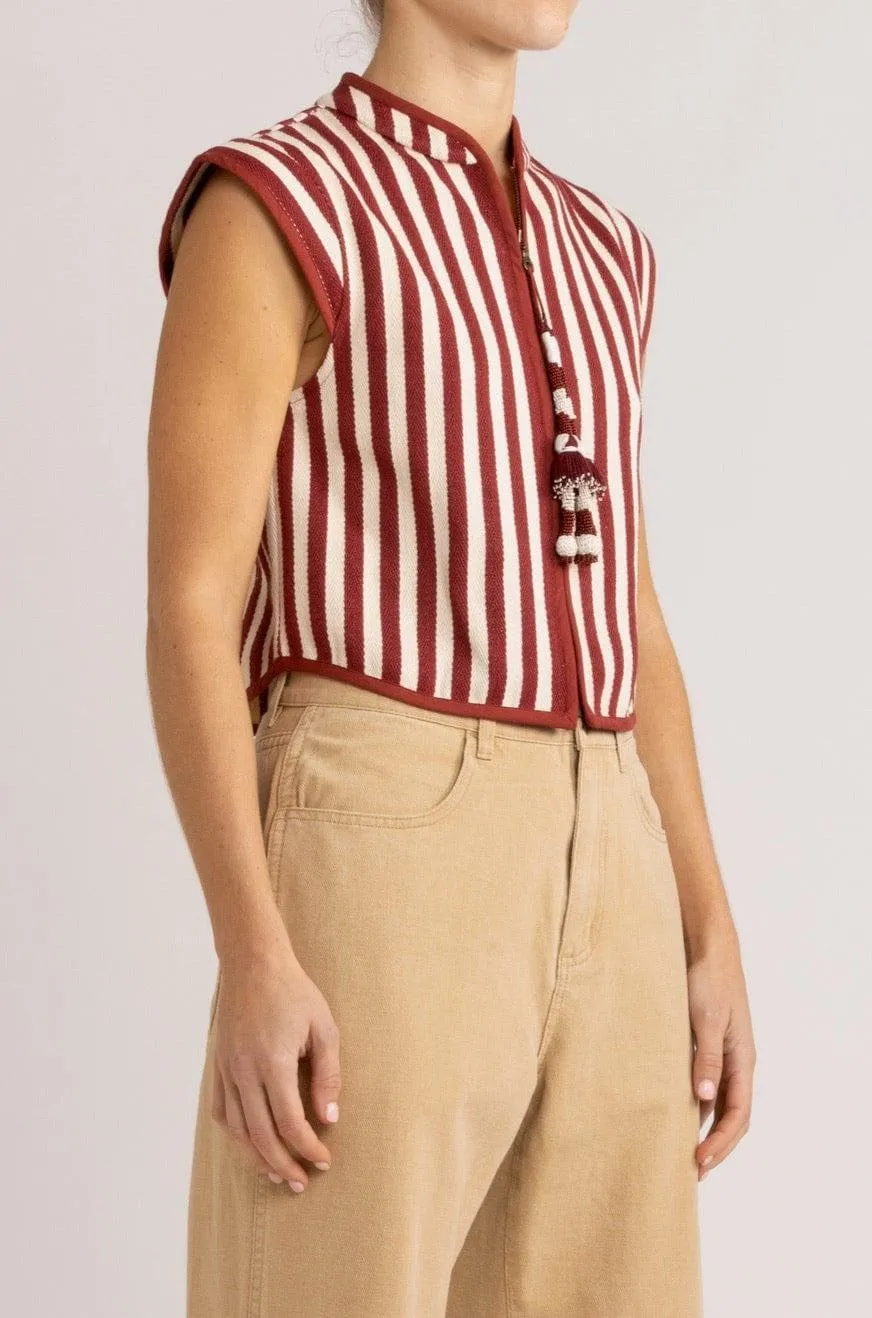 Kara Stripe Cotton Twill Vest