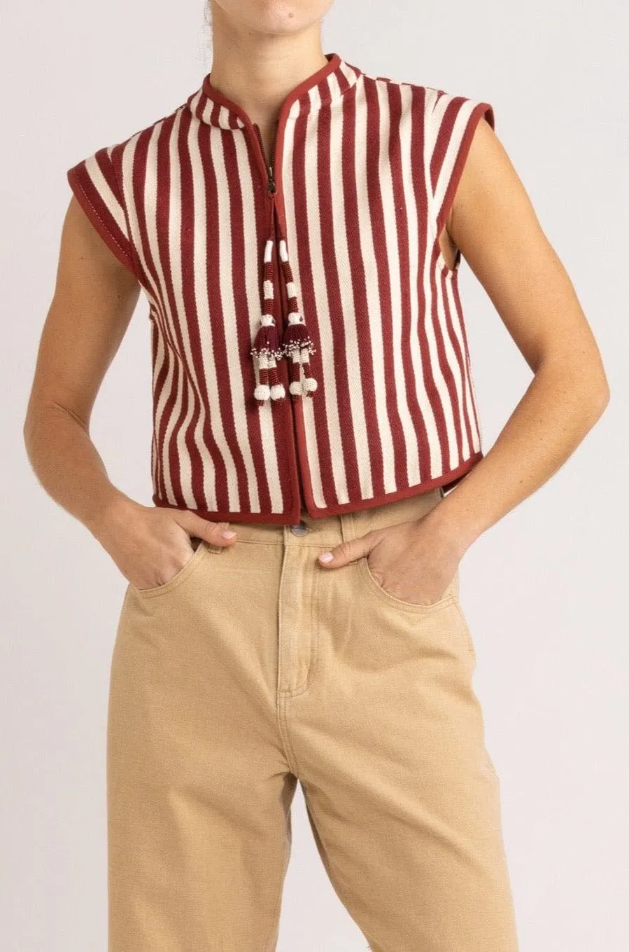 Kara Stripe Cotton Twill Vest