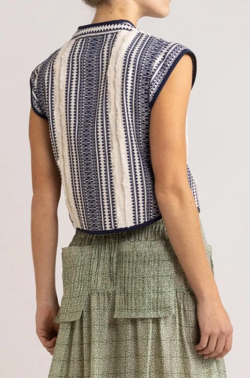 Kara Stripe Cotton Twill Vest