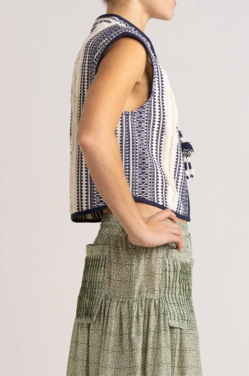 Kara Stripe Cotton Twill Vest