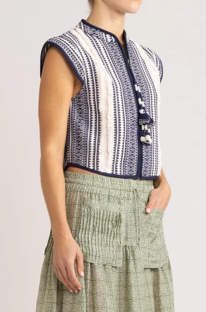 Kara Stripe Cotton Twill Vest