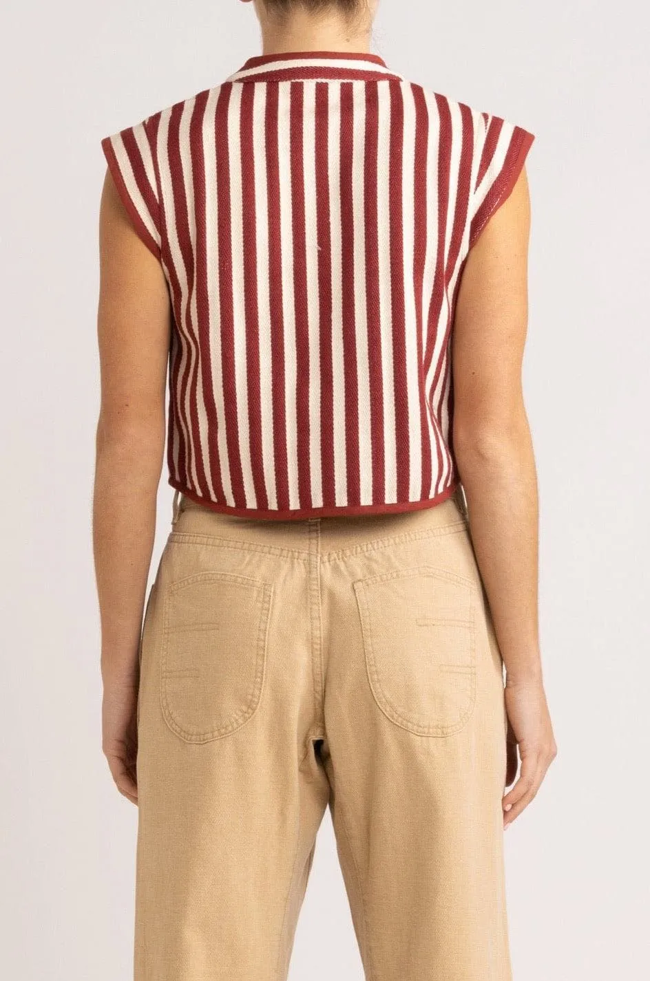 Kara Stripe Cotton Twill Vest