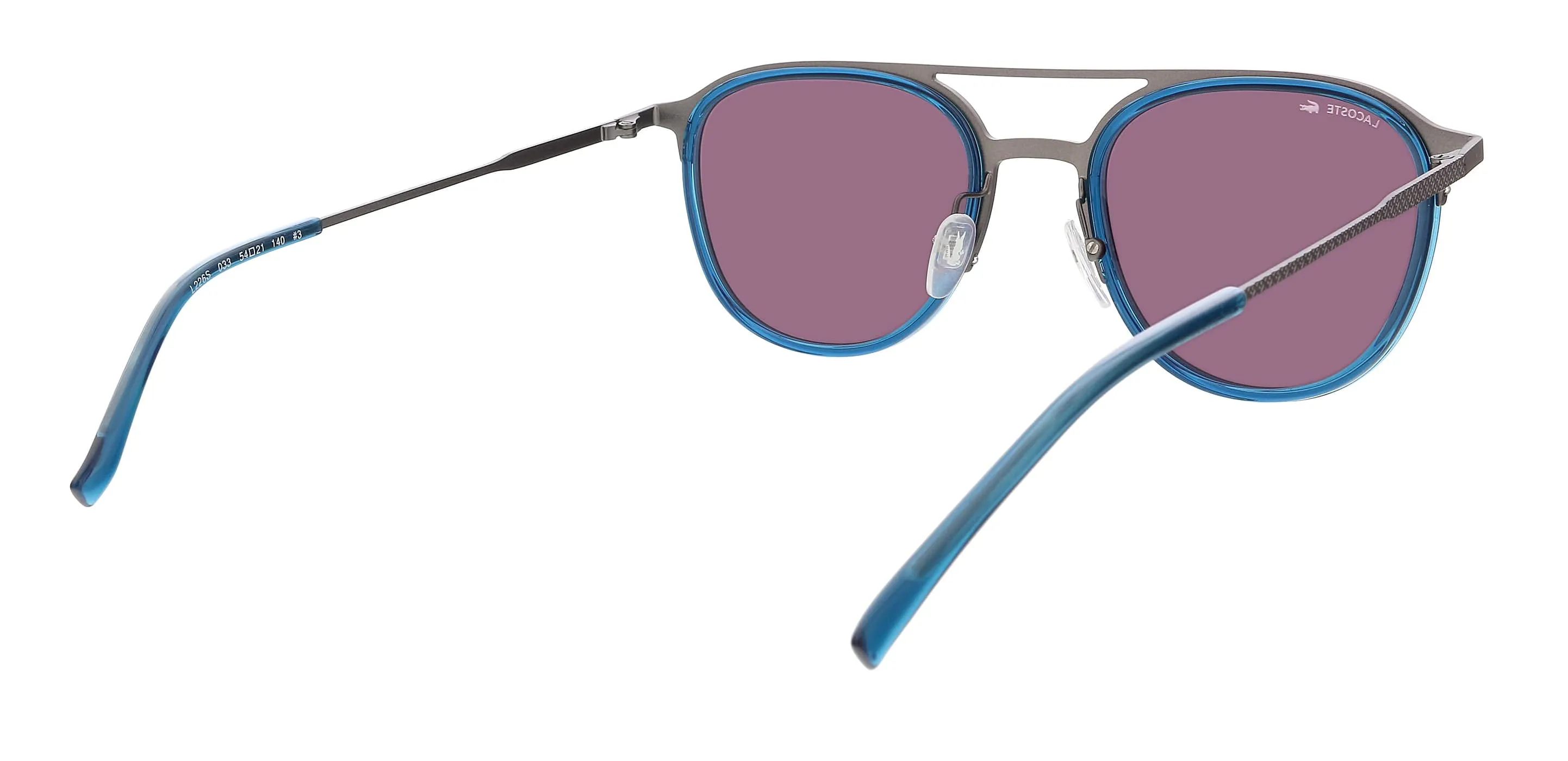Lacoste L226S 43172 Gunmetal/Blue Modified Round Sunglasses