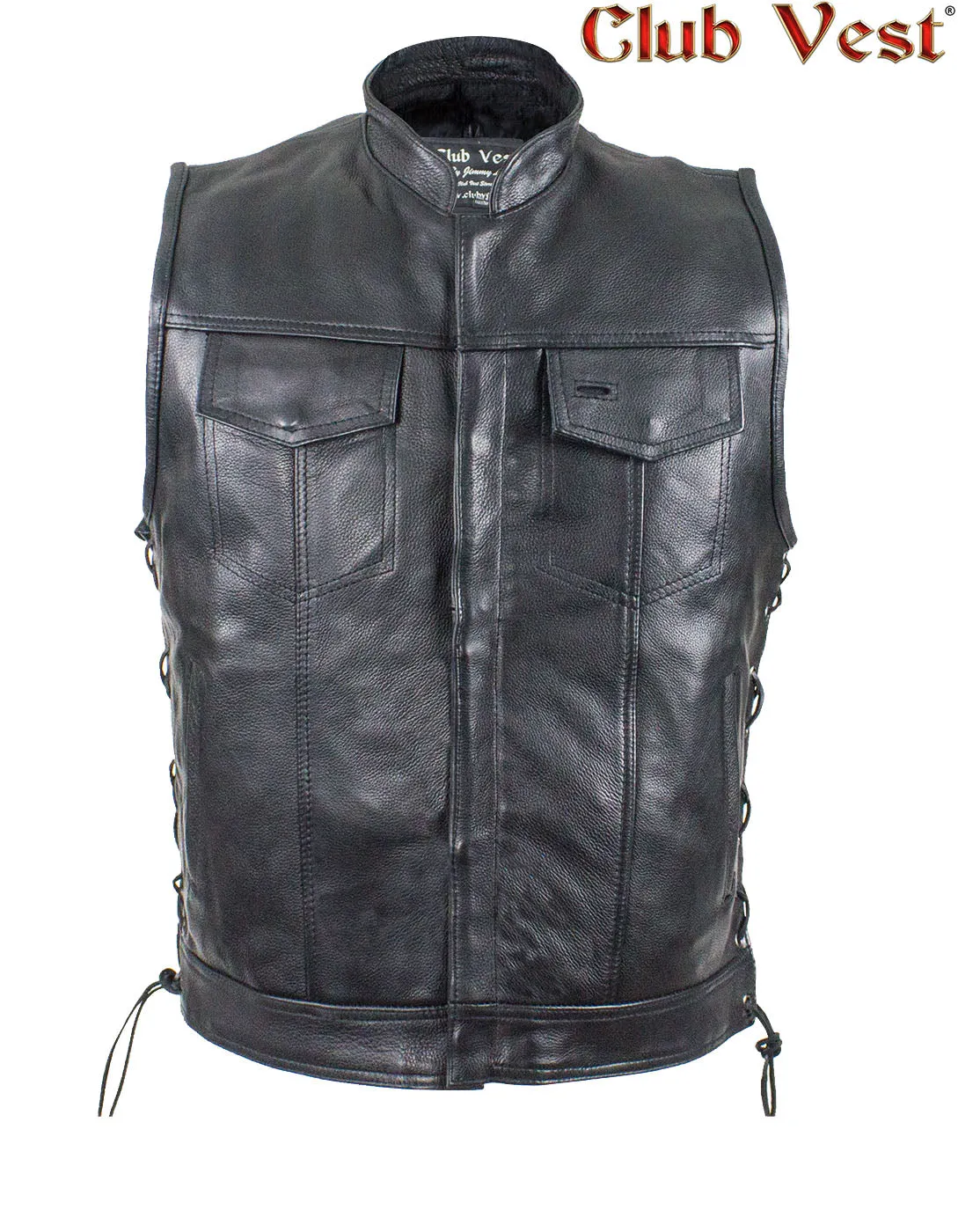 Men's Black Liner Naked Cowhide Gun Pocket With Zipper And Snap Vest by Club Vest®