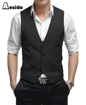 Men's Vest Single Breasted V Neck Waistcoat Men's Vest Single Breasted V Neck Waistcoat