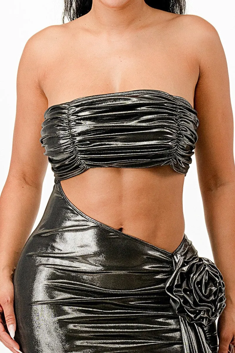 Metallic Foil Sexy Dress