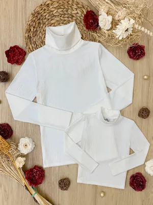 Mommy and Me Cream Fall Ribbed Turtleneck