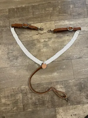 Mule tape horse breast collar with leather tugs