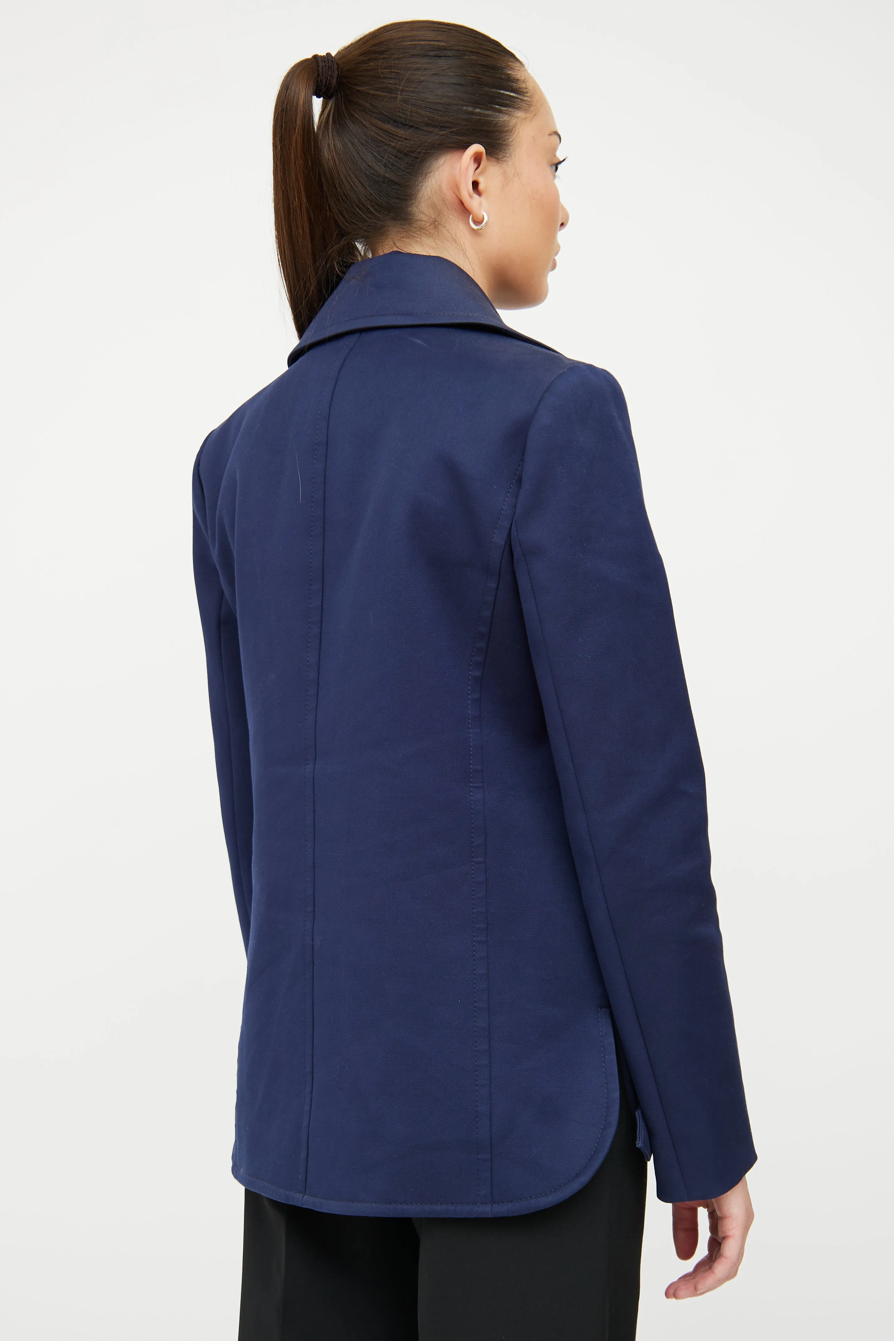 Navy Cotton Double Breasted Pea Coat