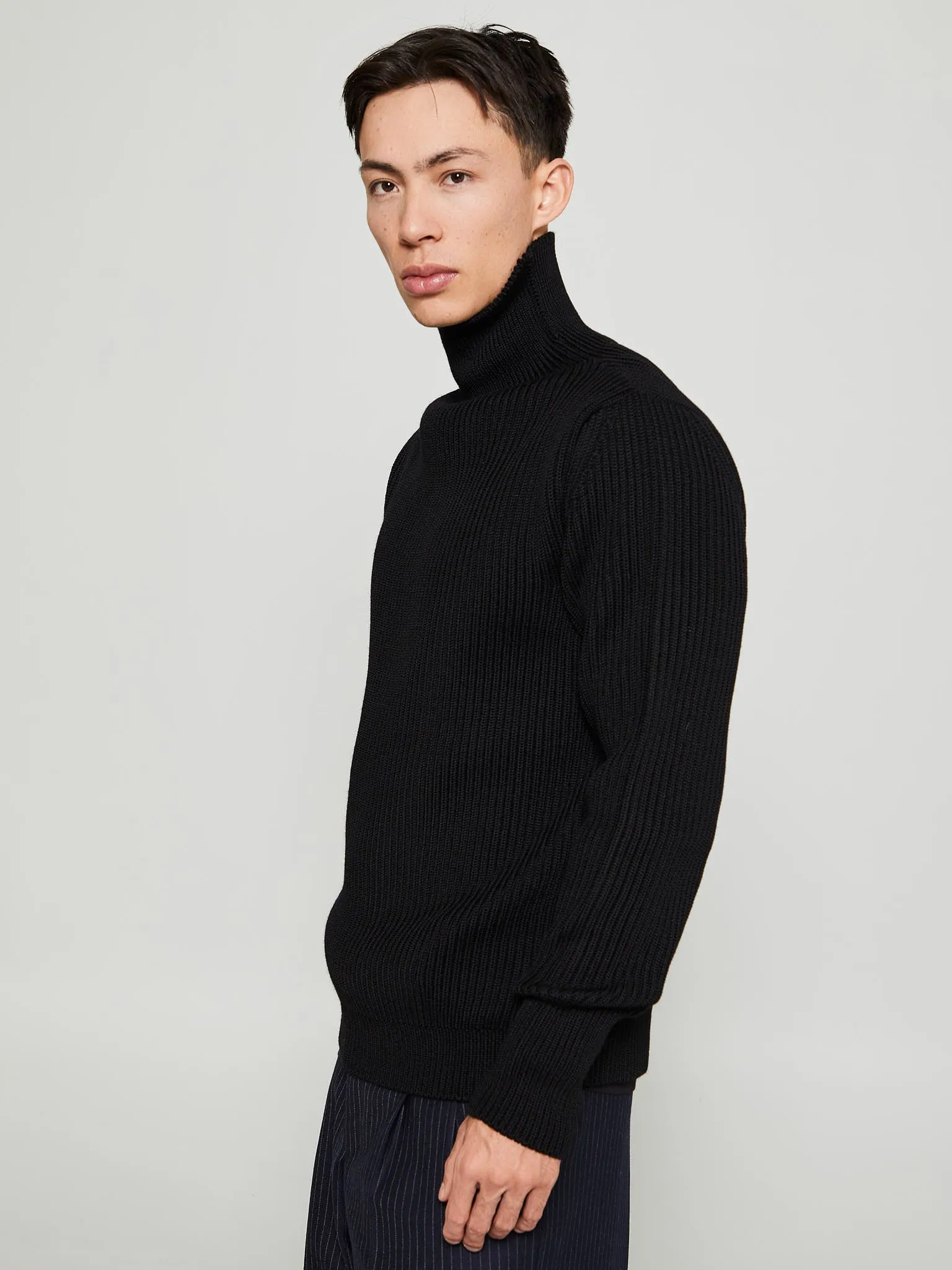 Navy Turtleneck in Black