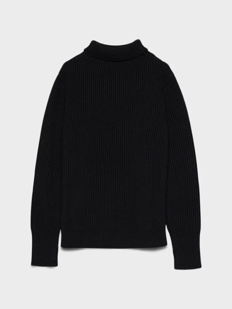 Navy Turtleneck in Black