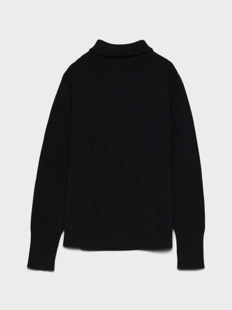 Navy Turtleneck in Black
