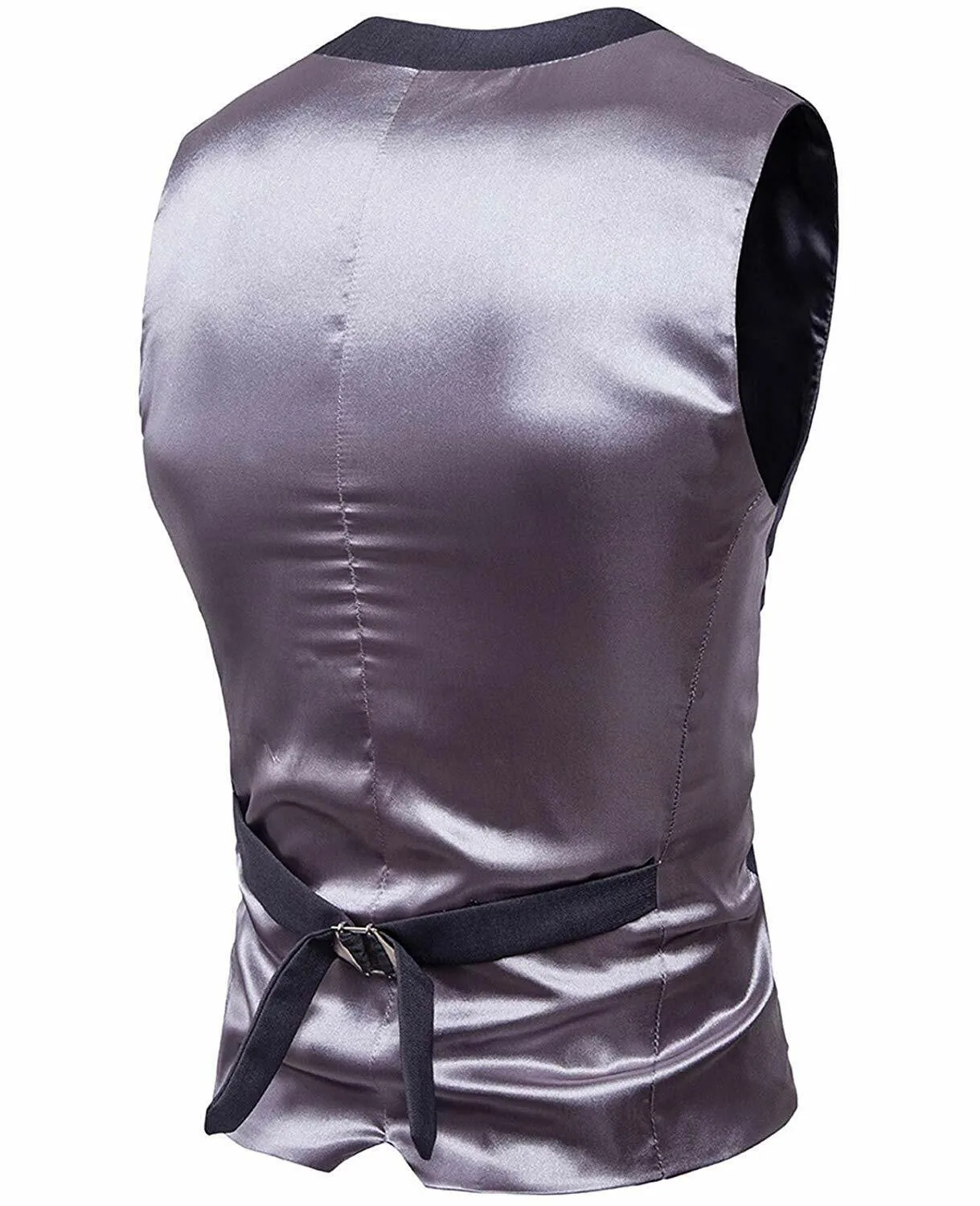 Nidicus Mens Formal Satin V-Neck 4 Button Solid Tuxedo Modern Stylish Suit Vest