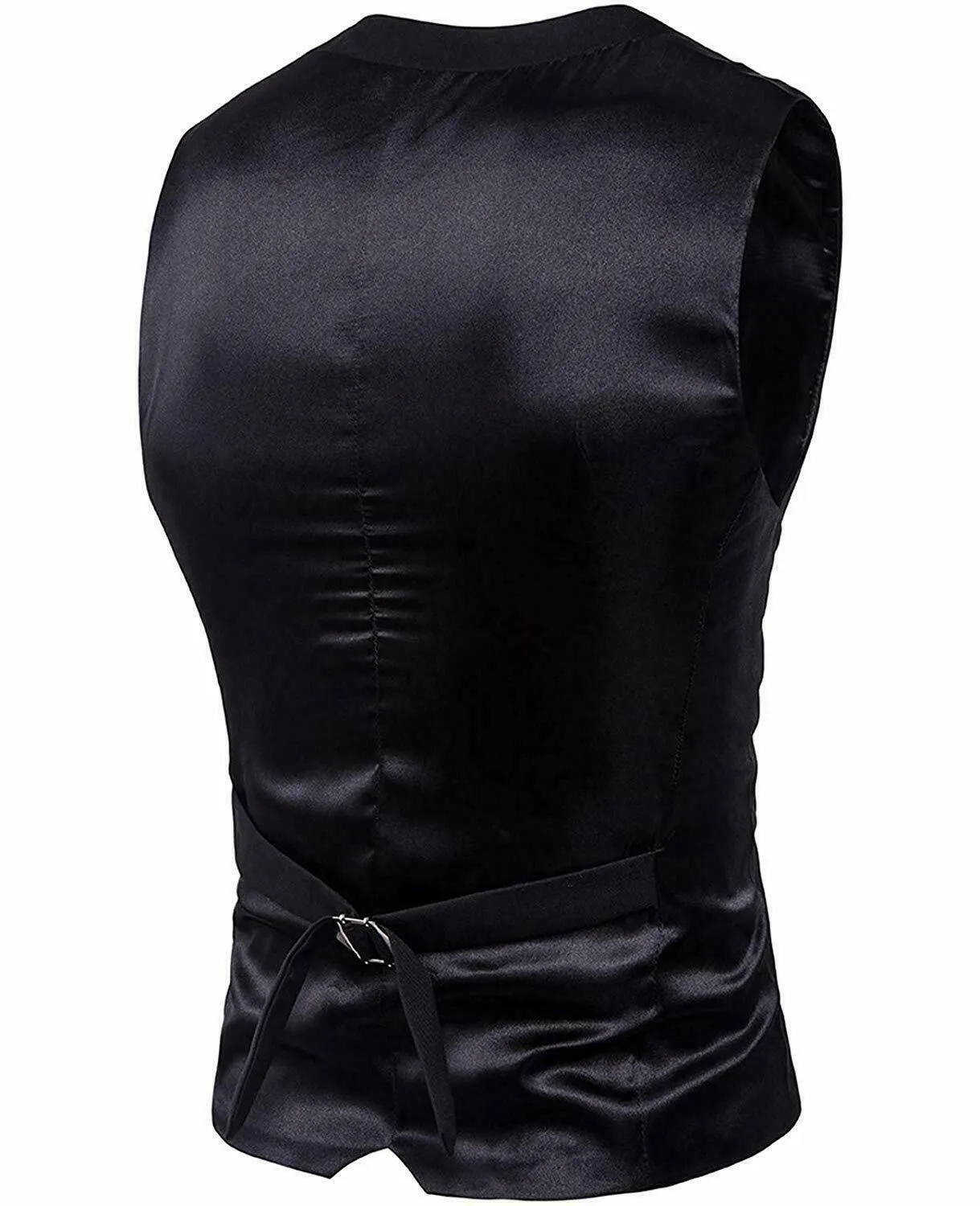 Nidicus Mens Formal Satin V-Neck 4 Button Solid Tuxedo Modern Stylish Suit Vest