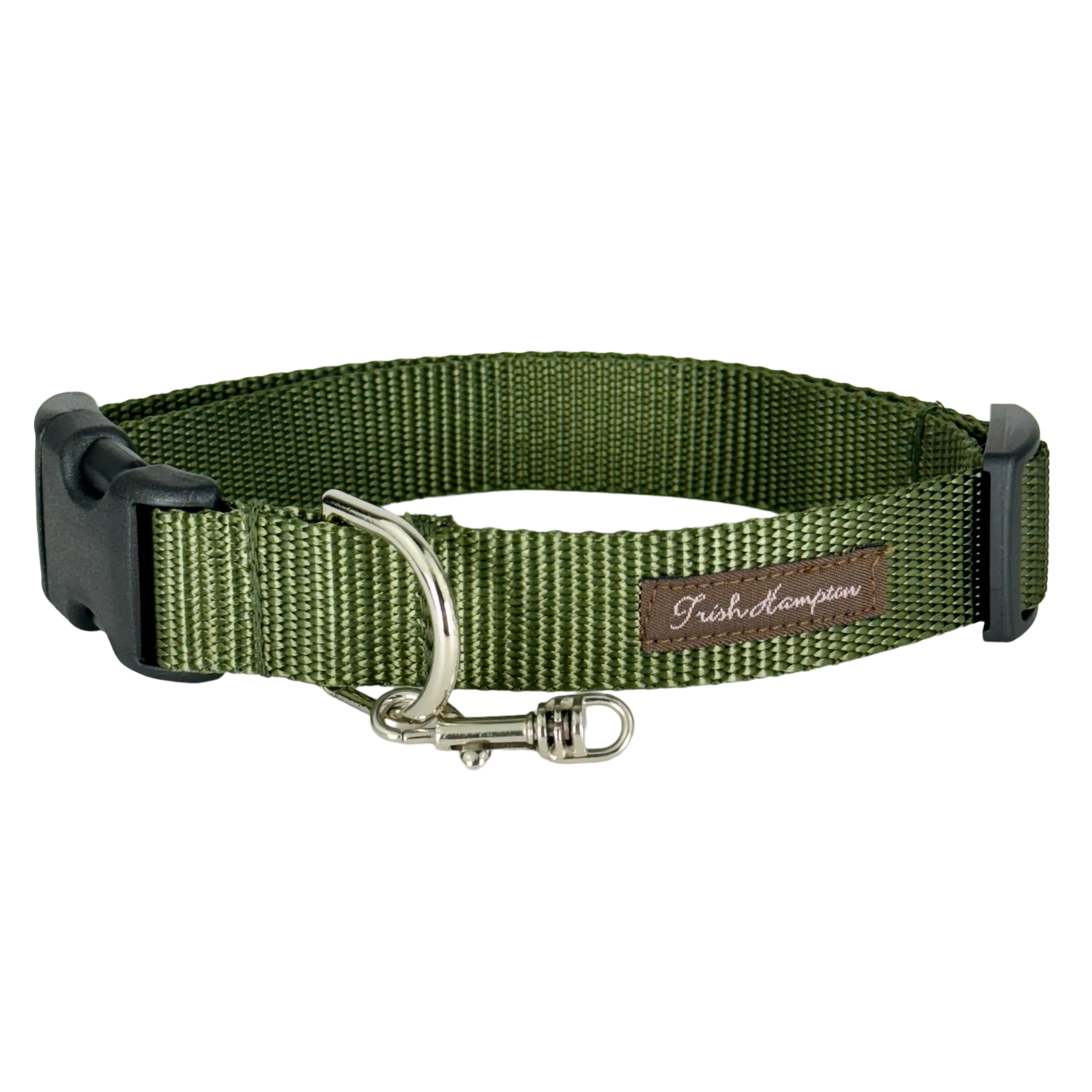 Olive Green Nylon Webbing Dog Collar - 801
