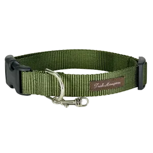 Olive Green Nylon Webbing Dog Collar - 801