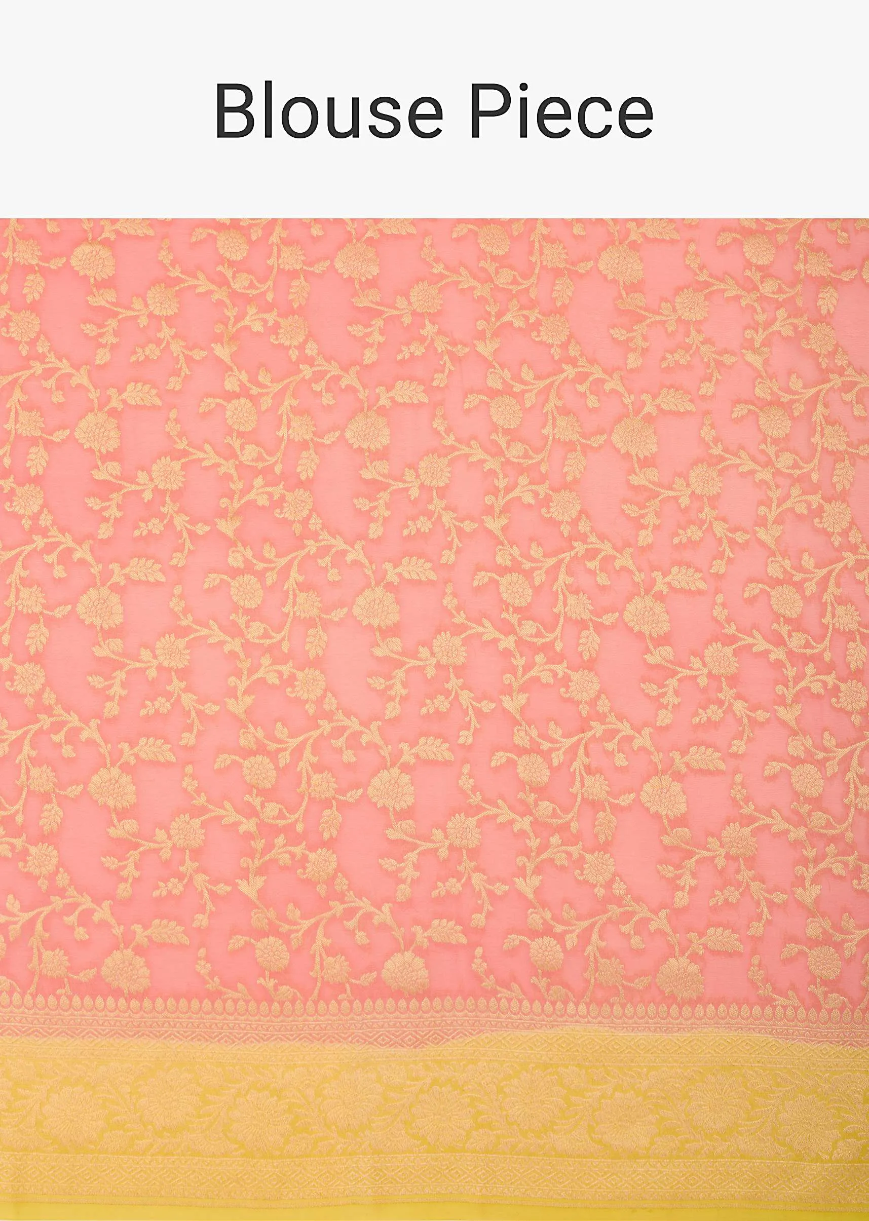 Orange Banarasi Saree With Floral Zari Jaal