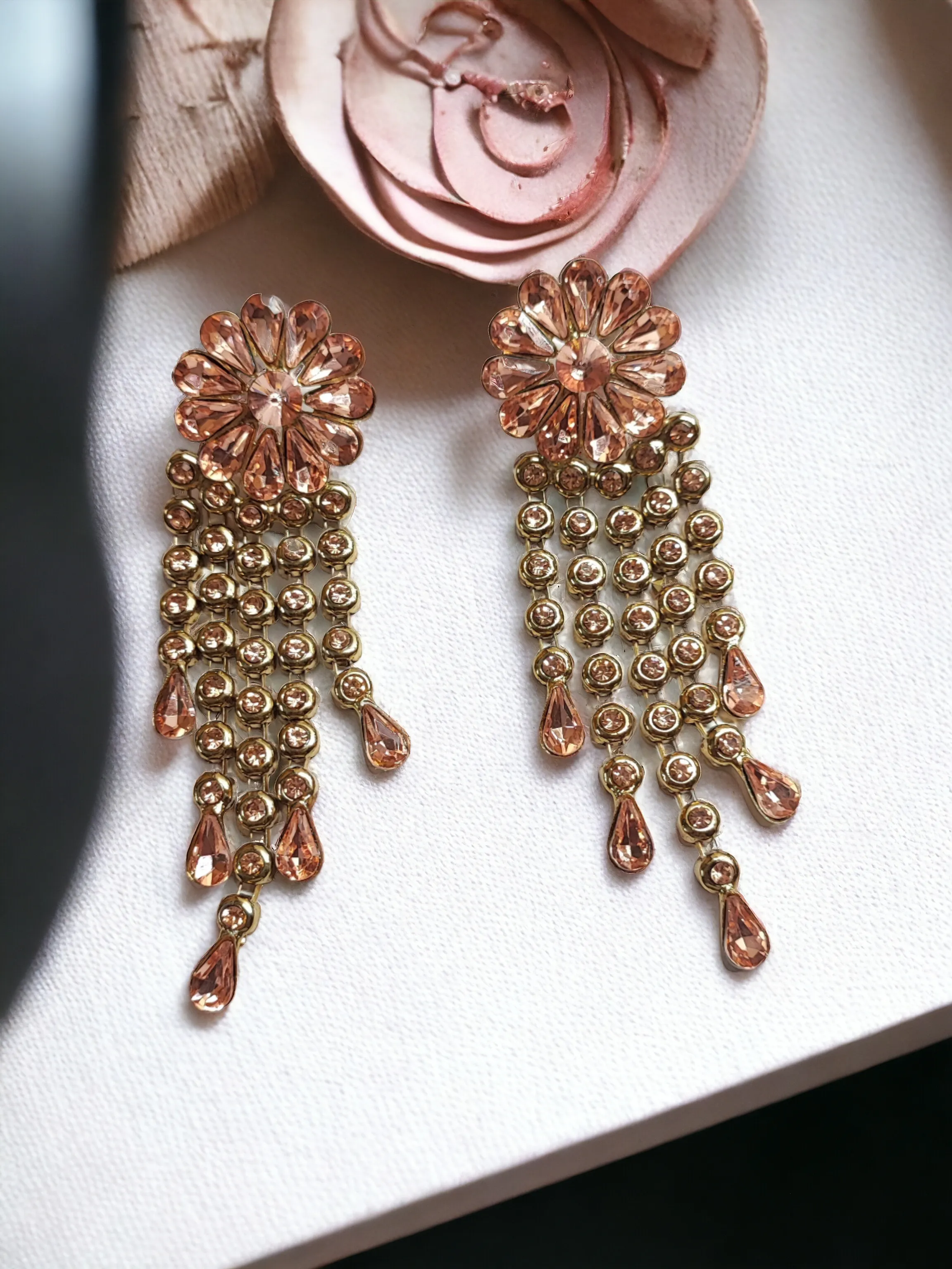 Pearlfect Sparkling Flower Dangler Earrings