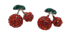 Pinup Girl Cherry Love Red Crystal Earrings - Fruit Earrings