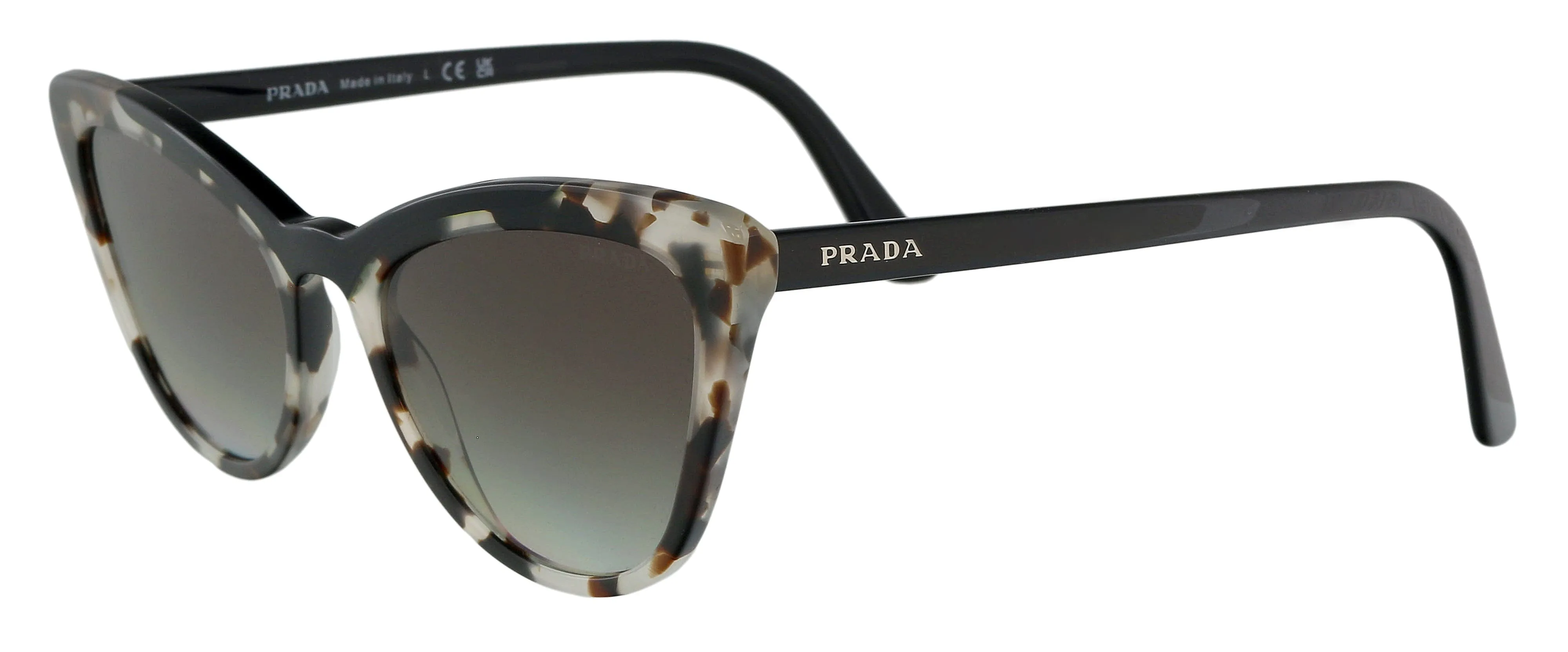 Prada 0PR 01VS 3980A756 Catwalk Full Rim Opal Spotted Brown/Black Cateye Sunglasses