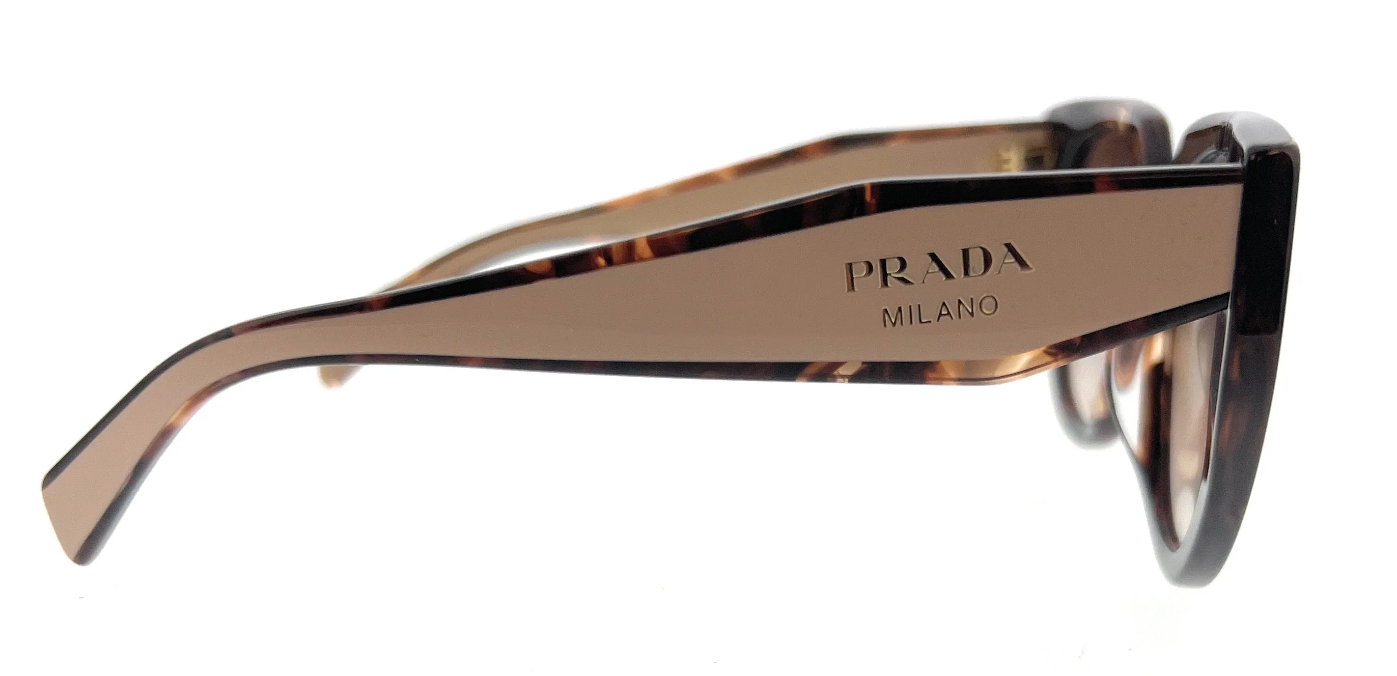 Prada 0PR 14WSF 01R0A6 
Caramel Tortoise/Powder Rectangle Sunglasses