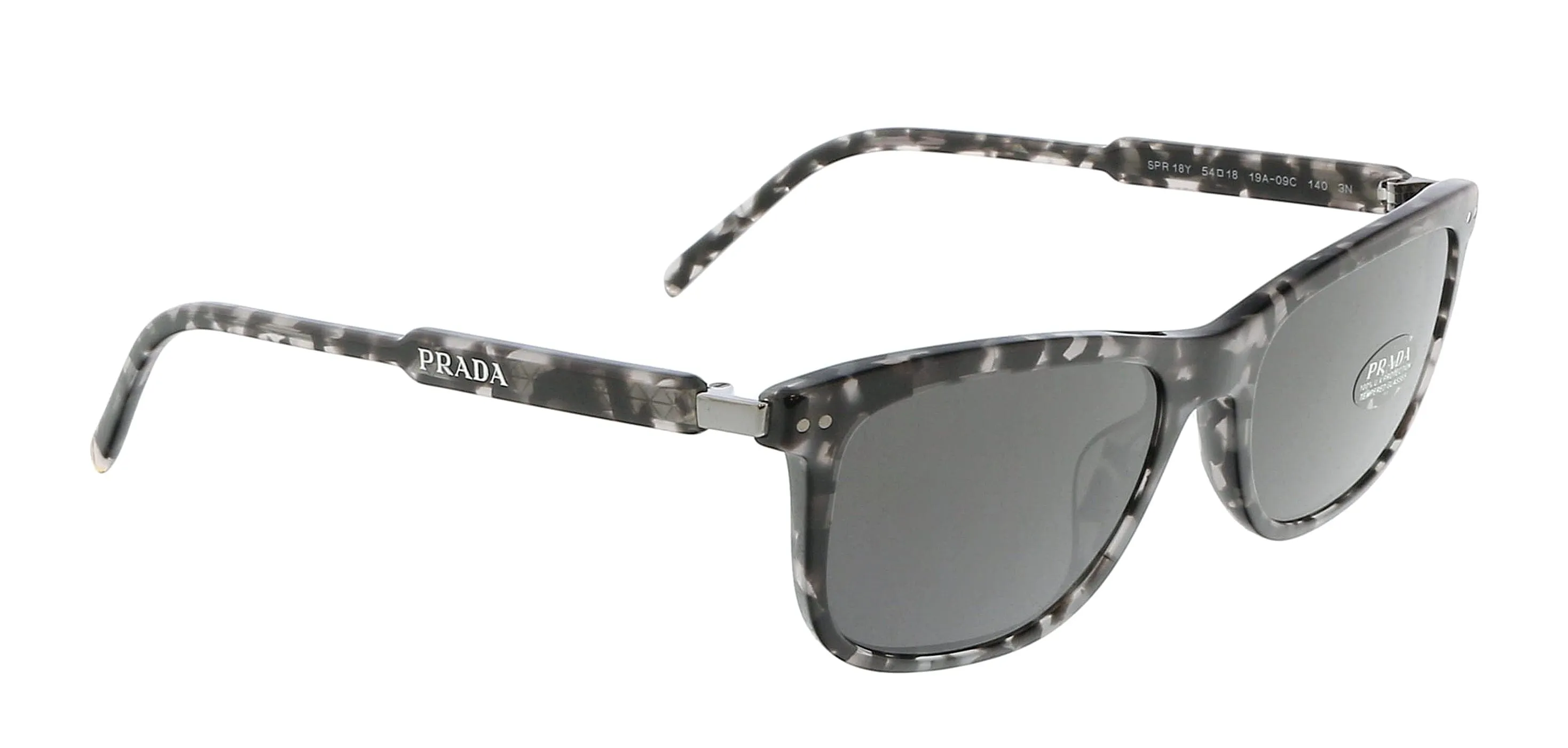 Prada 0PR 18YS 19A09C Rectangular Full Rim Havana Grey Sunglasses