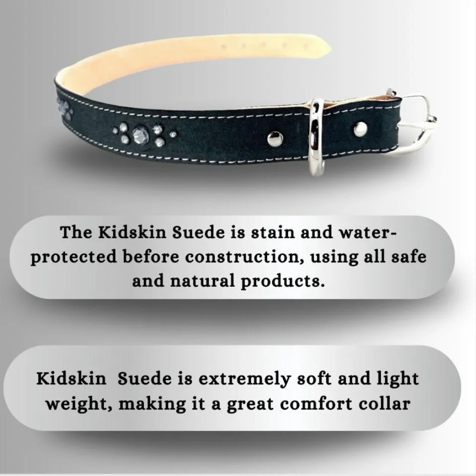 Retro Suede Designer Dog Collar -Faded Black