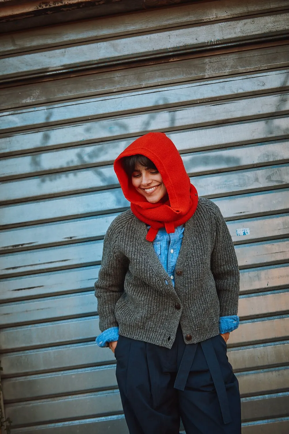 ROMANE 2-in-1 Scarf-Hat in Merino Wool - Red