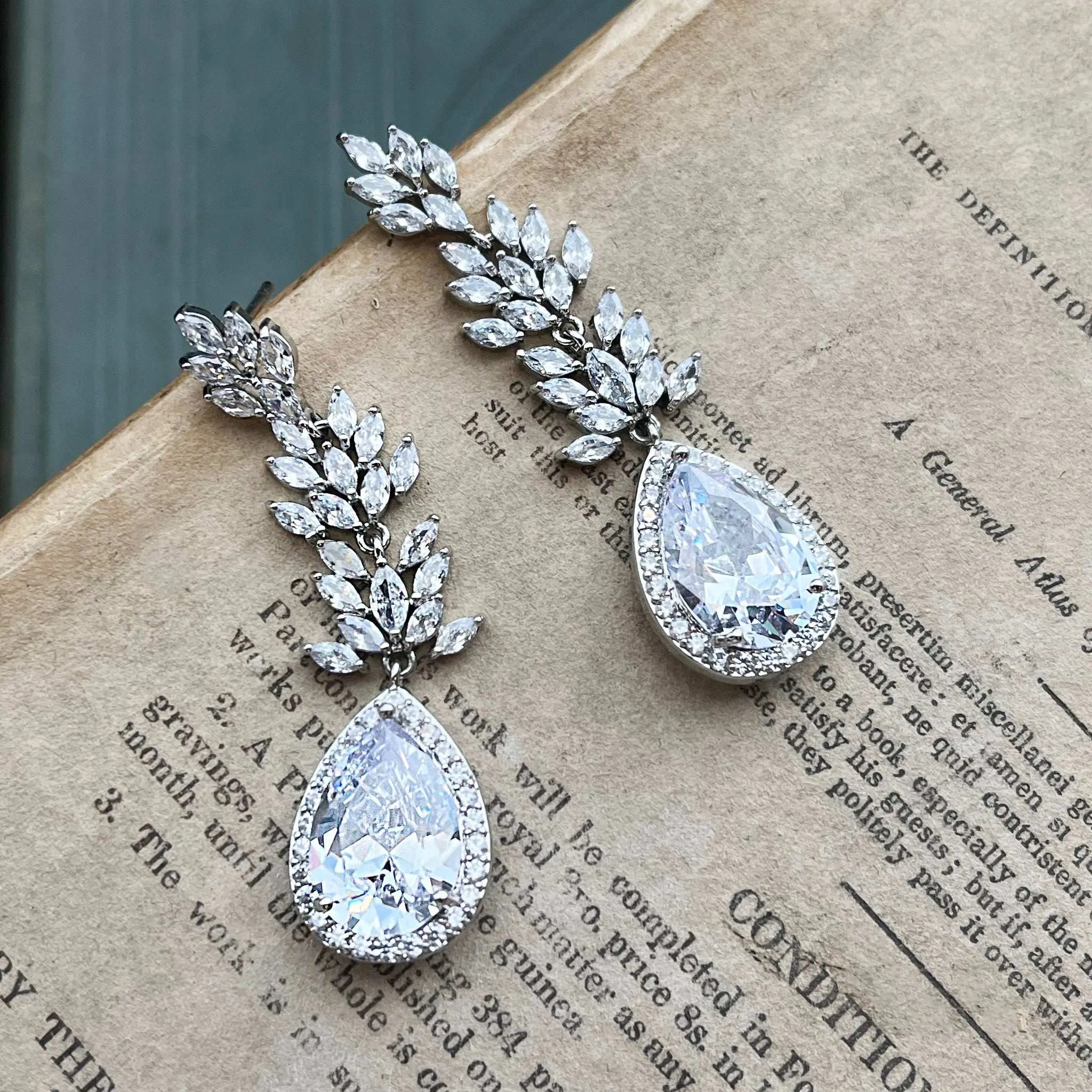Saundra, Silver Sparkling Crystal Earrings