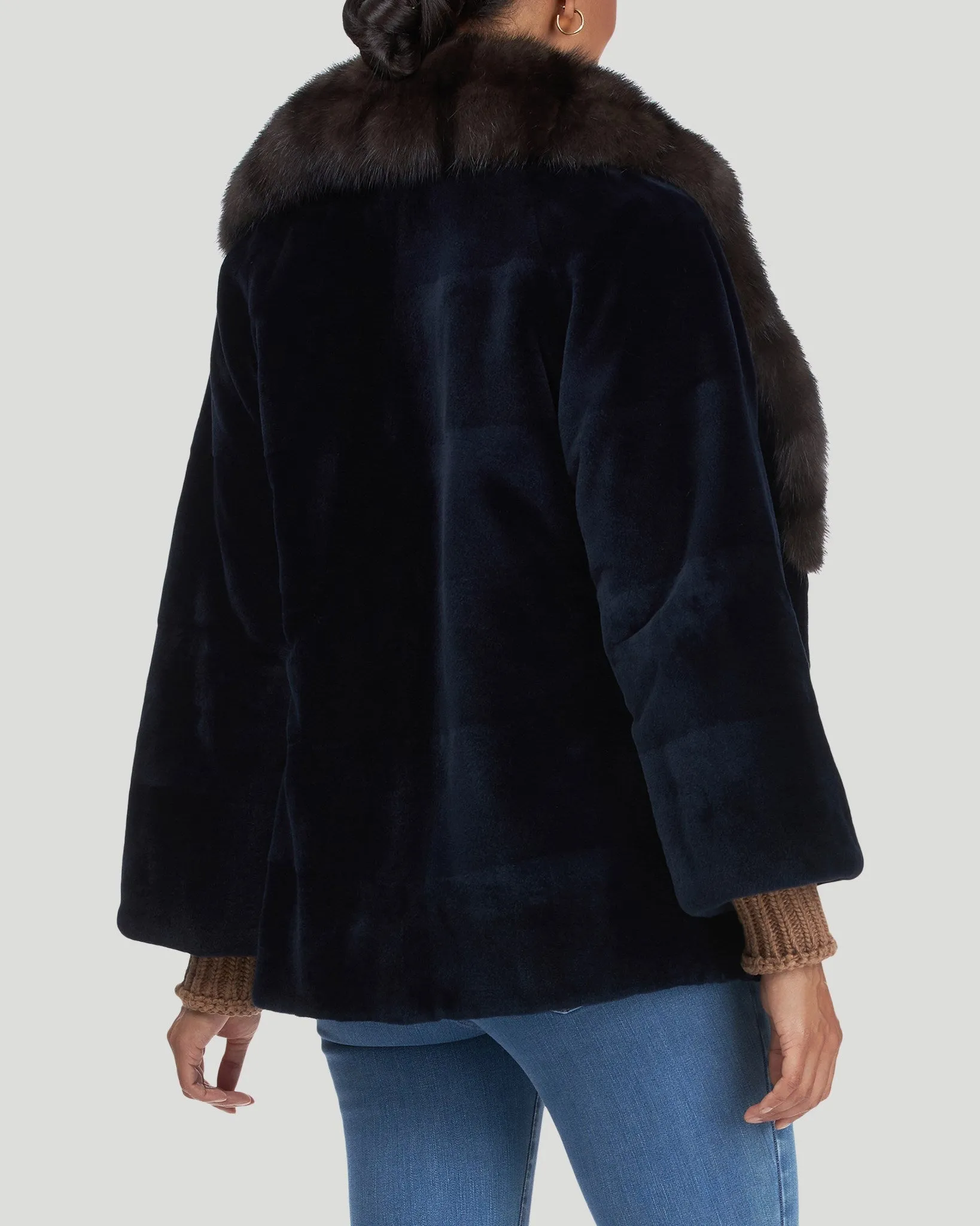 Sheared Mink Jacket with Sable Collar and Belt
