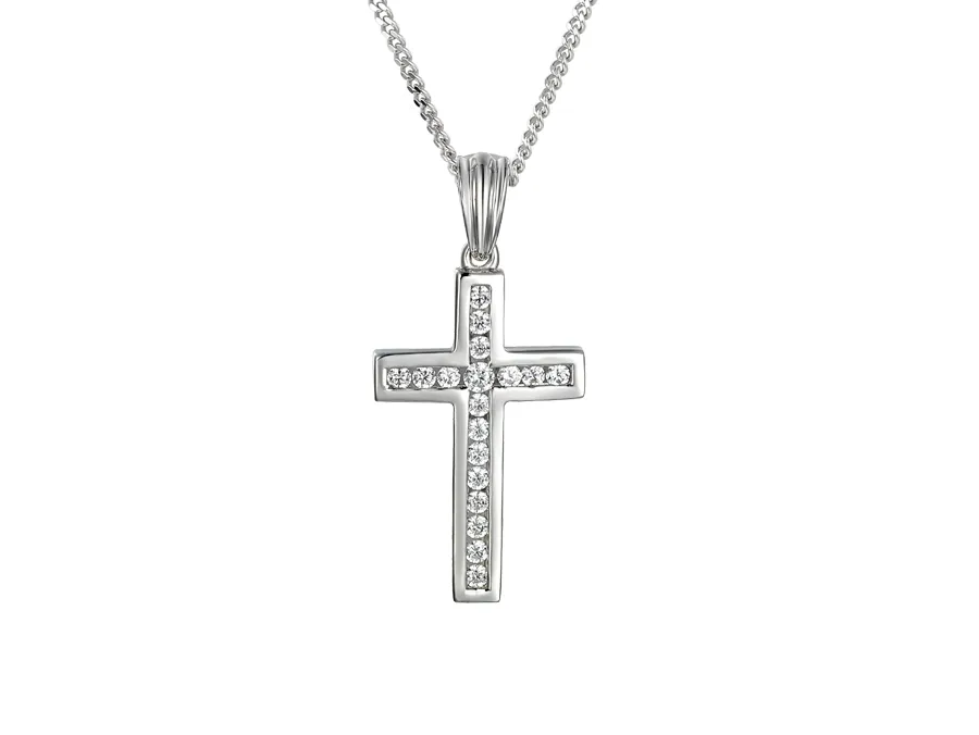 Silver Sparkling Cross Necklace