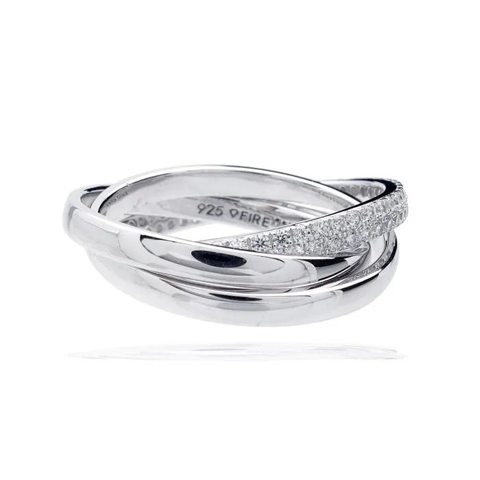 Silver Sparkling Interlinked Rings