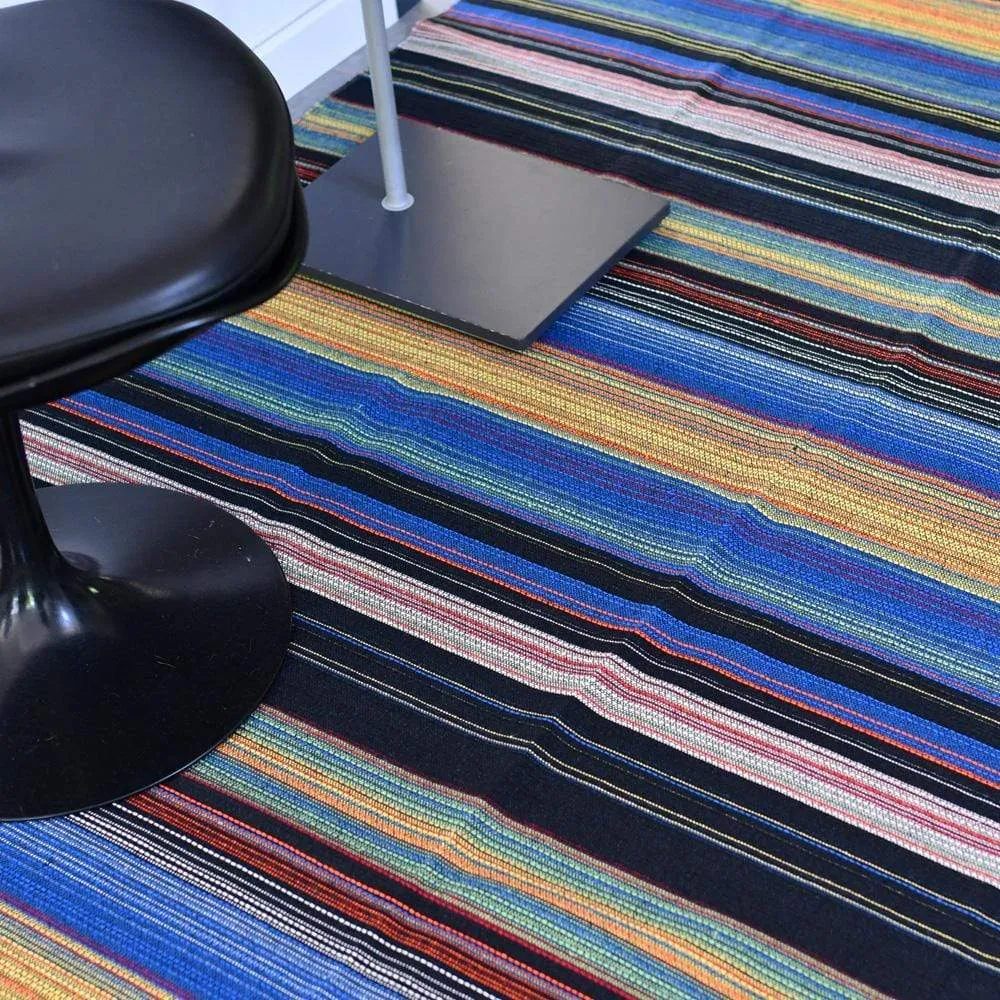 Tapis fin en coton 210x150 - Bleu dur